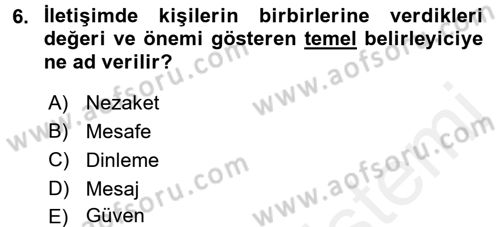 Satış Teknikleri Dersi 2015 - 2016 Yılı Tek Ders Sınav Soruları 6. Soru