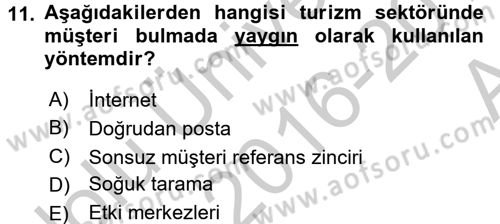 Satış Teknikleri Dersi 2016 - 2017 Yılı (Vize) Ara Sınav Soruları 11. Soru