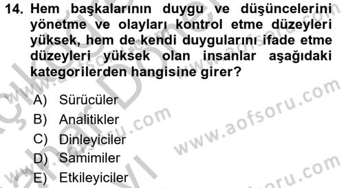 Satış Teknikleri Dersi 2016 - 2017 Yılı (Vize) Ara Sınav Soruları 14. Soru
