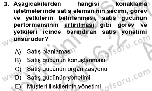 Satış Teknikleri Dersi 2016 - 2017 Yılı (Vize) Ara Sınav Soruları 3. Soru