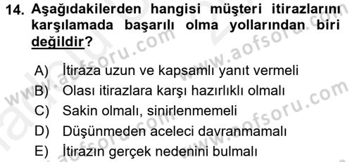 Satış Teknikleri Dersi 2017 - 2018 Yılı 3 Ders Sınav Soruları 14. Soru