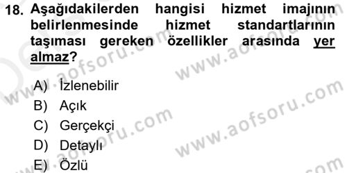 Satış Teknikleri Dersi 2017 - 2018 Yılı 3 Ders Sınav Soruları 18. Soru