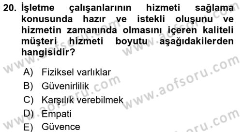 Satış Teknikleri Dersi 2017 - 2018 Yılı 3 Ders Sınav Soruları 20. Soru