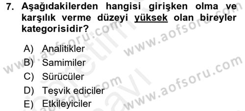 Satış Teknikleri Dersi 2017 - 2018 Yılı 3 Ders Sınav Soruları 7. Soru
