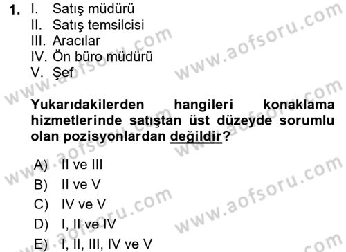 Satış Teknikleri Dersi 2017 - 2018 Yılı (Vize) Ara Sınav Soruları 1. Soru