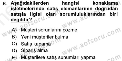 Satış Teknikleri Dersi 2017 - 2018 Yılı (Vize) Ara Sınav Soruları 6. Soru