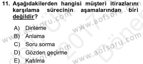 Satış Teknikleri Dersi 2017 - 2018 Yılı (Final) Dönem Sonu Sınav Soruları 11. Soru