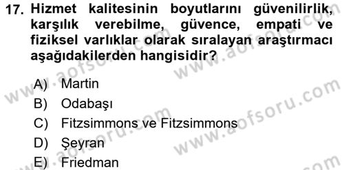 Satış Teknikleri Dersi 2017 - 2018 Yılı (Final) Dönem Sonu Sınav Soruları 17. Soru