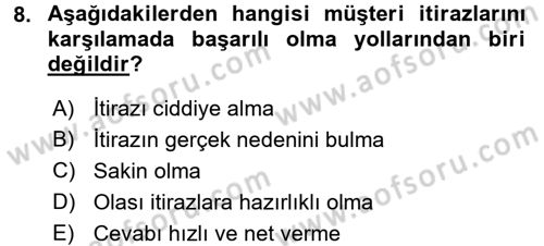 Satış Teknikleri Dersi 2017 - 2018 Yılı (Final) Dönem Sonu Sınav Soruları 8. Soru