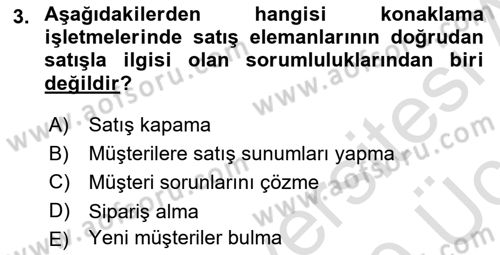 Satış Teknikleri Dersi 2018 - 2019 Yılı 3 Ders Sınav Soruları 3. Soru