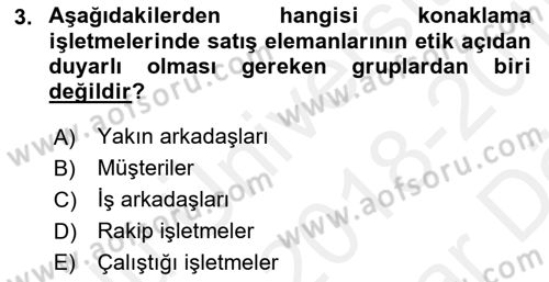 Satış Teknikleri Dersi 2018 - 2019 Yılı (Vize) Ara Sınav Soruları 3. Soru