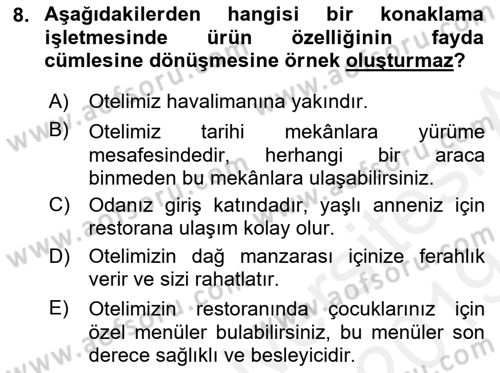 Satış Teknikleri Dersi 2018 - 2019 Yılı (Final) Dönem Sonu Sınav Soruları 8. Soru