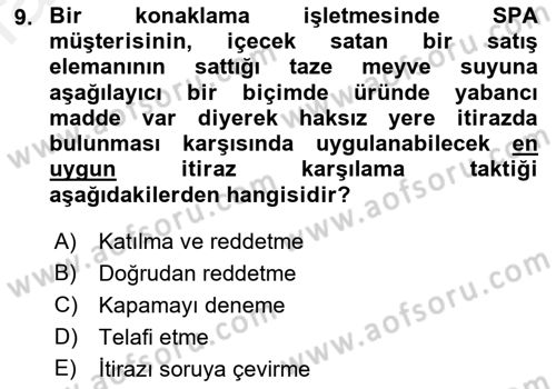 Satış Teknikleri Dersi 2018 - 2019 Yılı (Final) Dönem Sonu Sınav Soruları 9. Soru