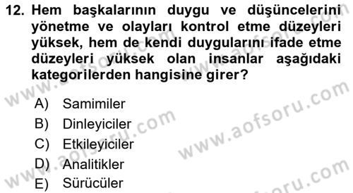 Satış Teknikleri Dersi 2018 - 2019 Yılı Yaz Okulu Sınav Soruları 12. Soru