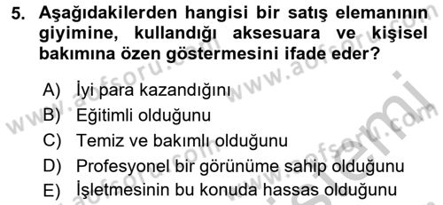 Satış Teknikleri Dersi 2018 - 2019 Yılı Yaz Okulu Sınav Soruları 5. Soru