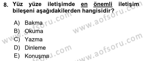 Satış Teknikleri Dersi 2018 - 2019 Yılı Yaz Okulu Sınav Soruları 8. Soru