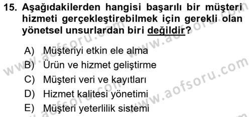 Satış Teknikleri Dersi 2020 - 2021 Yılı Yaz Okulu Sınav Soruları 15. Soru