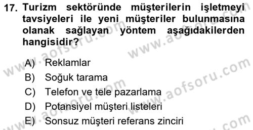 Satış Teknikleri Dersi 2021 - 2022 Yılı (Vize) Ara Sınav Soruları 17. Soru