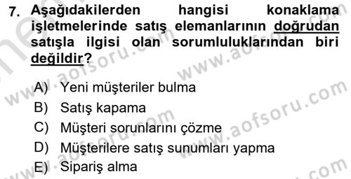 Satış Teknikleri Dersi 2021 - 2022 Yılı (Vize) Ara Sınav Soruları 7. Soru