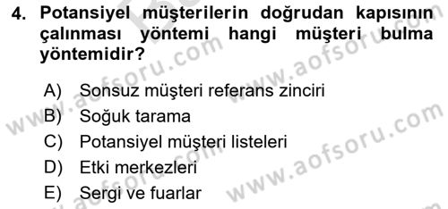 Satış Teknikleri Dersi 2021 - 2022 Yılı (Final) Dönem Sonu Sınav Soruları 4. Soru
