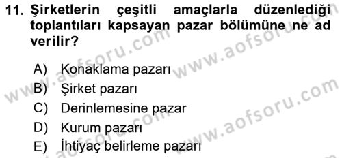 Satış Teknikleri Dersi 2021 - 2022 Yılı Yaz Okulu Sınav Soruları 11. Soru