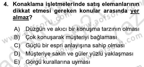 Satış Teknikleri Dersi 2021 - 2022 Yılı Yaz Okulu Sınav Soruları 4. Soru