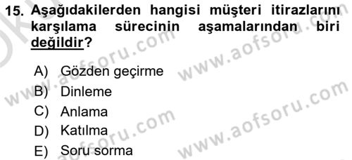 Satış Teknikleri Dersi 2022 - 2023 Yılı Yaz Okulu Sınav Soruları 15. Soru