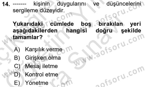 Satış Teknikleri Dersi 2023 - 2024 Yılı (Vize) Ara Sınav Soruları 14. Soru