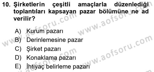 Satış Teknikleri Dersi 2023 - 2024 Yılı (Final) Dönem Sonu Sınav Soruları 10. Soru