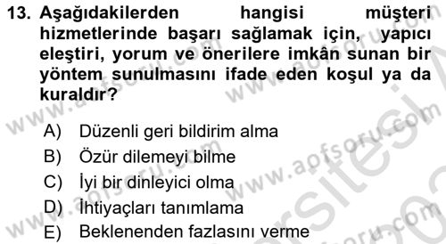 Satış Teknikleri Dersi 2023 - 2024 Yılı (Final) Dönem Sonu Sınav Soruları 13. Soru