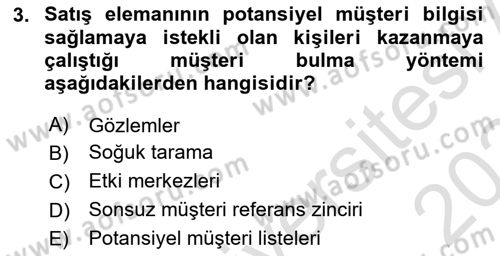 Satış Teknikleri Dersi 2023 - 2024 Yılı (Final) Dönem Sonu Sınav Soruları 3. Soru