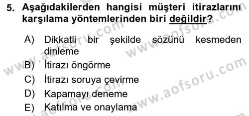 Satış Teknikleri Dersi 2023 - 2024 Yılı (Final) Dönem Sonu Sınav Soruları 5. Soru