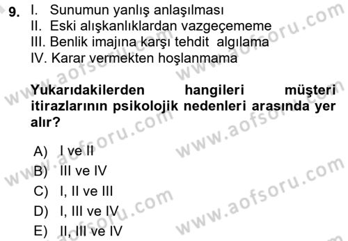 Satış Teknikleri Dersi 2023 - 2024 Yılı (Final) Dönem Sonu Sınav Soruları 9. Soru