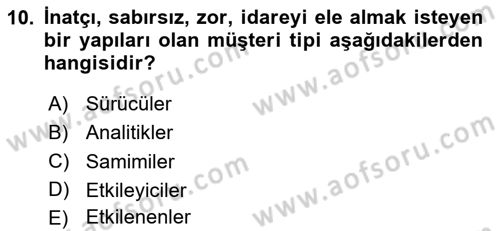 Satış Teknikleri Dersi 2023 - 2024 Yılı Yaz Okulu Sınav Soruları 10. Soru