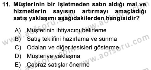 Satış Teknikleri Dersi 2023 - 2024 Yılı Yaz Okulu Sınav Soruları 11. Soru