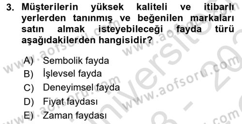Satış Teknikleri Dersi 2023 - 2024 Yılı Yaz Okulu Sınav Soruları 3. Soru