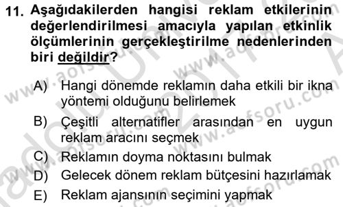 Tanıtım Ve Pazarlama Dersi 2017 - 2018 Yılı (Vize) Ara Sınav Soruları 11. Soru