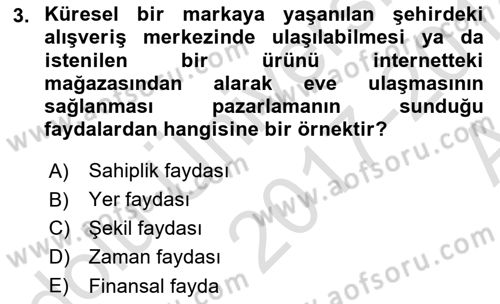 Tanıtım Ve Pazarlama Dersi 2017 - 2018 Yılı (Vize) Ara Sınav Soruları 3. Soru
