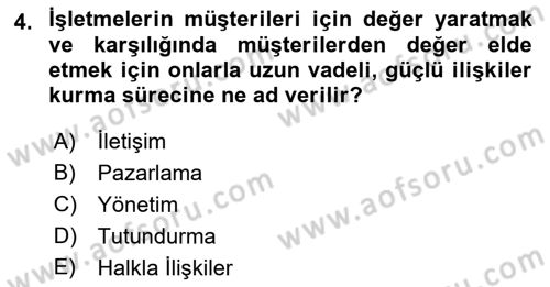 Tanıtım Ve Pazarlama Dersi 2017 - 2018 Yılı (Vize) Ara Sınav Soruları 4. Soru