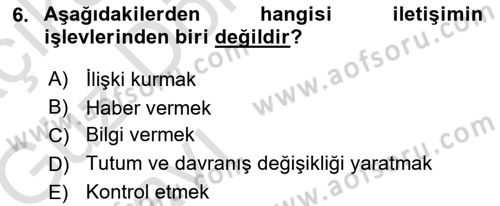 Tanıtım Ve Pazarlama Dersi 2017 - 2018 Yılı (Vize) Ara Sınav Soruları 6. Soru