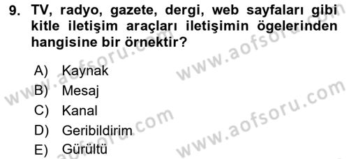 Tanıtım Ve Pazarlama Dersi 2017 - 2018 Yılı (Vize) Ara Sınav Soruları 9. Soru
