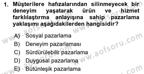 Tanıtım Ve Pazarlama Dersi 2017 - 2018 Yılı (Final) Dönem Sonu Sınav Soruları 1. Soru