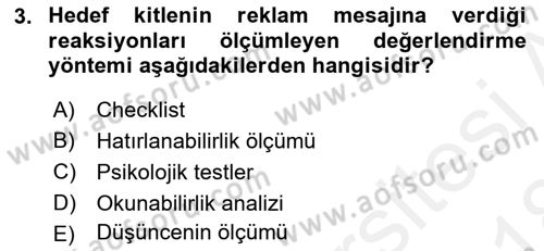 Tanıtım Ve Pazarlama Dersi 2017 - 2018 Yılı (Final) Dönem Sonu Sınav Soruları 3. Soru
