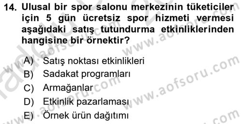 Tanıtım Ve Pazarlama Dersi 2018 - 2019 Yılı 3 Ders Sınav Soruları 14. Soru