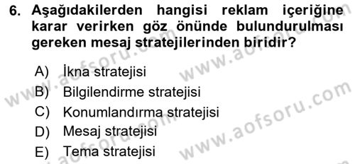 Tanıtım Ve Pazarlama Dersi 2018 - 2019 Yılı 3 Ders Sınav Soruları 6. Soru