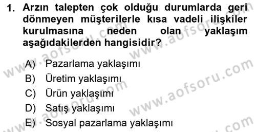 Tanıtım Ve Pazarlama Dersi 2018 - 2019 Yılı (Vize) Ara Sınav Soruları 1. Soru