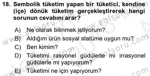 Tanıtım Ve Pazarlama Dersi 2018 - 2019 Yılı (Vize) Ara Sınav Soruları 18. Soru