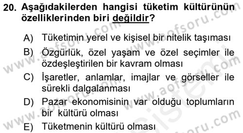 Tanıtım Ve Pazarlama Dersi 2018 - 2019 Yılı (Vize) Ara Sınav Soruları 20. Soru
