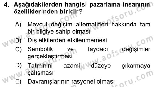 Tanıtım Ve Pazarlama Dersi 2018 - 2019 Yılı (Vize) Ara Sınav Soruları 4. Soru