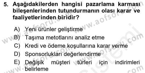 Tanıtım Ve Pazarlama Dersi 2018 - 2019 Yılı (Vize) Ara Sınav Soruları 5. Soru